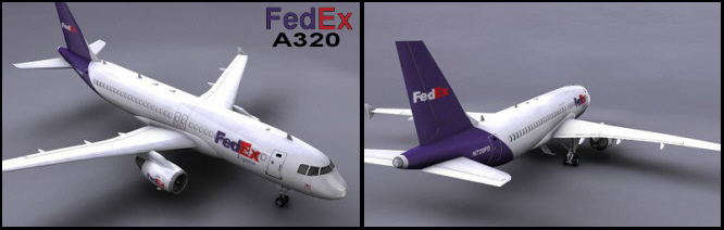 Fed Ex A320 Airbus 3D Model